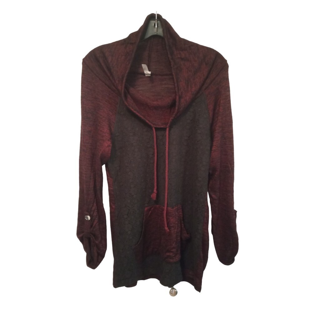 Vanity‎ maroon and grey cowl neck sweater